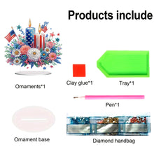 Load image into Gallery viewer, Acrylic Special Shape Independence Day Flower Candle Diamond Painting Ornament

