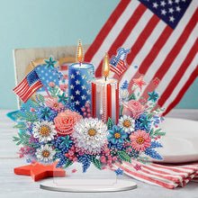 Load image into Gallery viewer, Acrylic Special Shape Independence Day Flower Candle Diamond Painting Ornament
