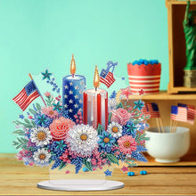 Load image into Gallery viewer, Acrylic Special Shape Independence Day Flower Candle Diamond Painting Ornament
