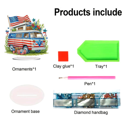 Acrylic Special Shape Independence Day RV DIY Diamond Painting Ornament