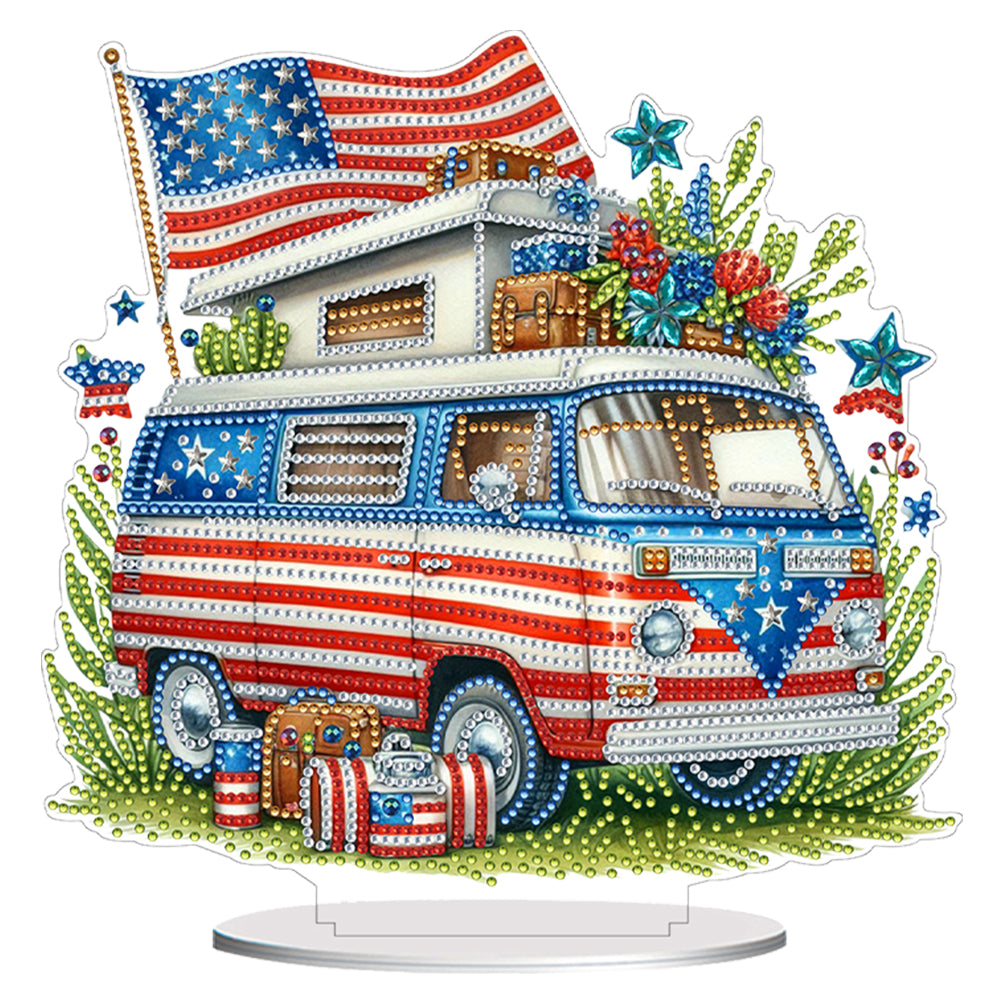 Acrylic Special Shape Independence Day RV DIY Diamond Painting Ornament