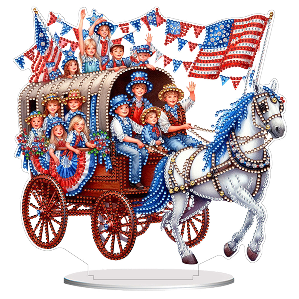 Acrylic Special Shape Independence Day Carriage Diamond Painting Ornament