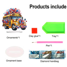 Load image into Gallery viewer, Acrylic Special Shape Independence Day School Bus Diamond Painting Ornament
