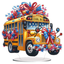 Load image into Gallery viewer, Acrylic Special Shape Independence Day School Bus Diamond Painting Ornament
