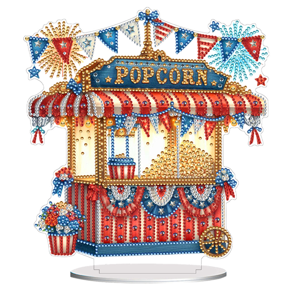 Acrylic Special Shape Independence Day Popcorn Stand Diamond Painting Ornament