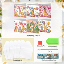Load image into Gallery viewer, 6Pcs Giraffe Diamond Handmade Card Diamond Painting Greeting Card for Adults
