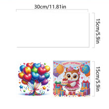 Load image into Gallery viewer, 6Pcs Animal Birthday Diamond Handmade Card Diamond Painting Greeting Card
