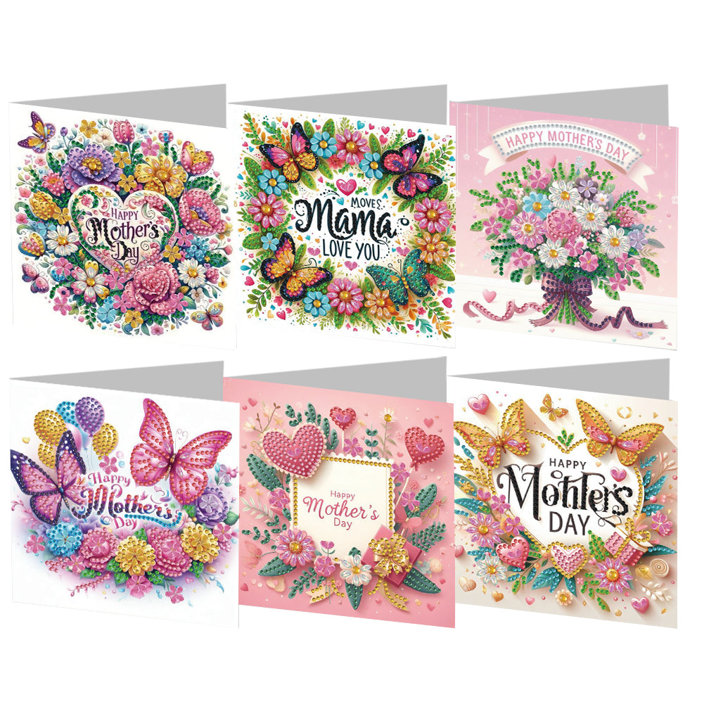 6Pcs Mother s Day Diamond Handmade Card Diamond Painting Greeting Card