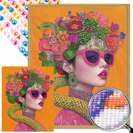 AB Diamond Painting - Full Round - Snake And Girl (40*50CM)
