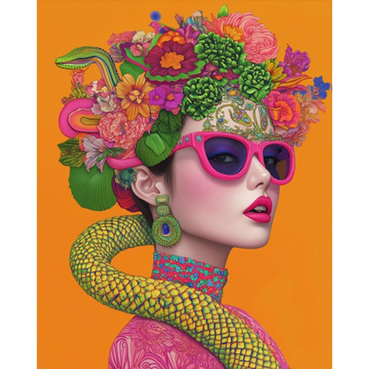 AB Diamond Painting - Full Round - Snake And Girl (40*50CM)