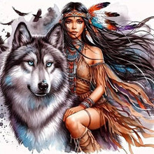 Load image into Gallery viewer, Diamond Painting - Full Round - Girl And Wolf (40*40CM)

