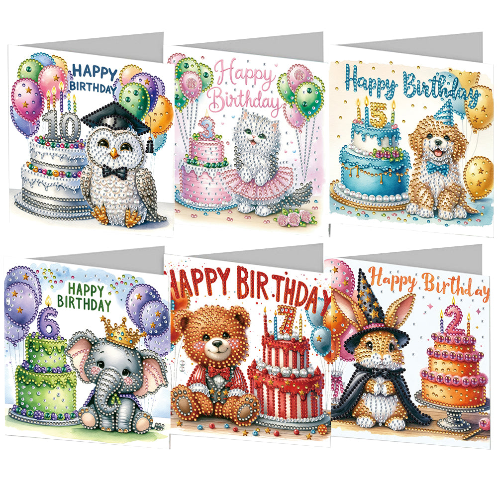 6pcs Diamond Art Cards DIY Diamond Painting Gift Card Diamond Art Greeting Cards