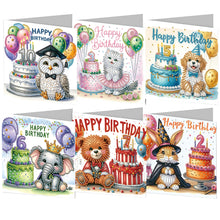 Load image into Gallery viewer, 6pcs Diamond Art Cards DIY Diamond Painting Gift Card Diamond Art Greeting Cards
