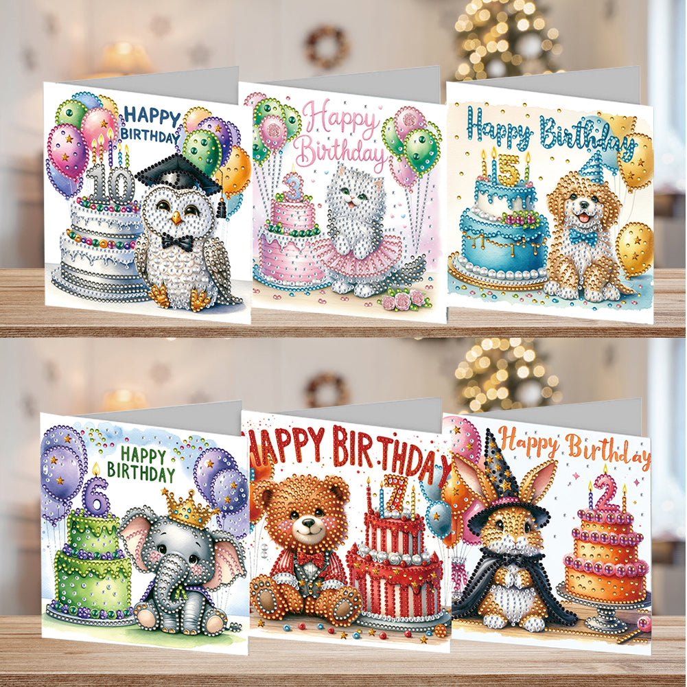 6pcs Diamond Art Cards DIY Diamond Painting Gift Card Diamond Art Greeting Cards