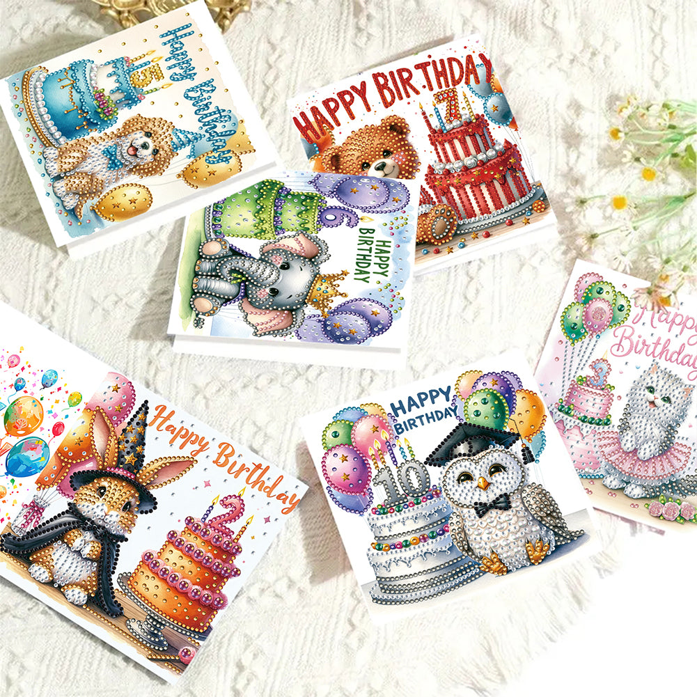 6pcs Diamond Art Cards DIY Diamond Painting Gift Card Diamond Art Greeting Cards