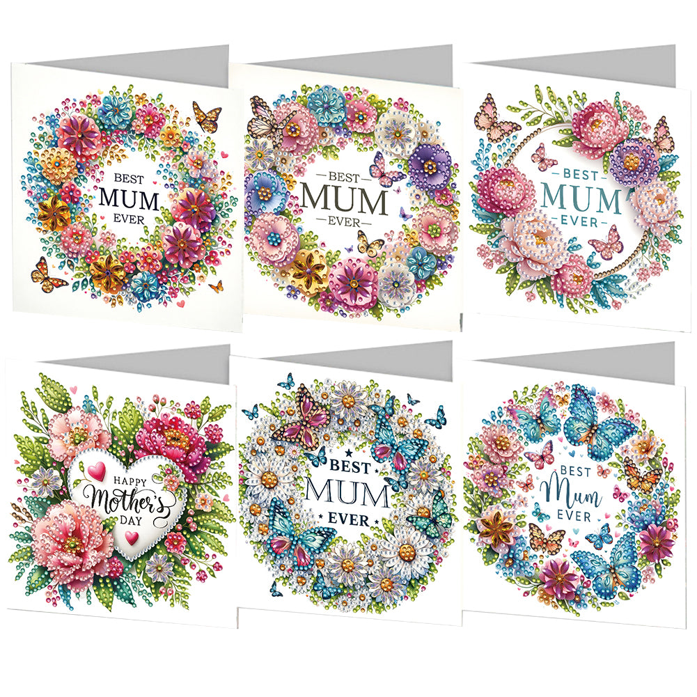 6pcs Diamond Art Cards DIY Diamond Painting Gift Card Diamond Art Greeting Cards