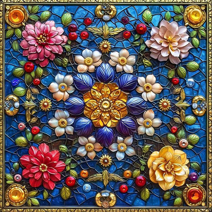 Diamond Painting - Full Round - Glass Style Flowers (40*40CM)