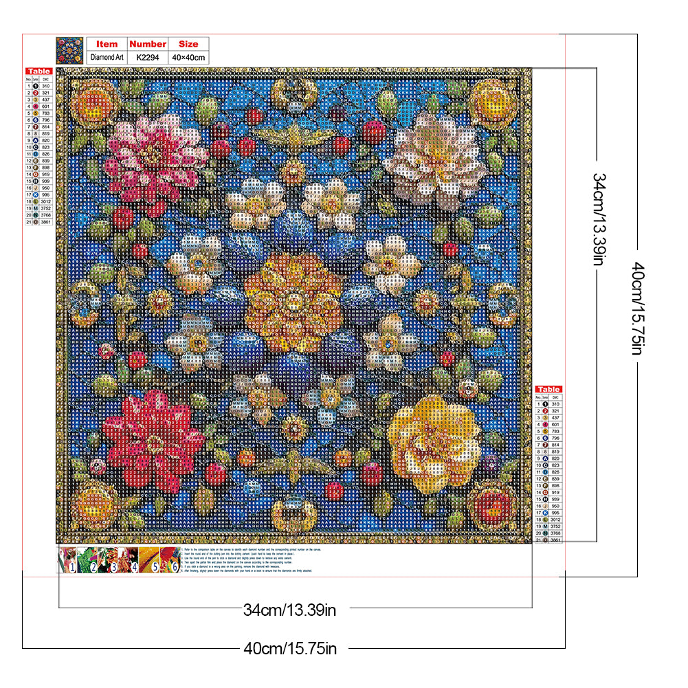 Diamond Painting - Full Round - Glass Style Flowers (40*40CM)