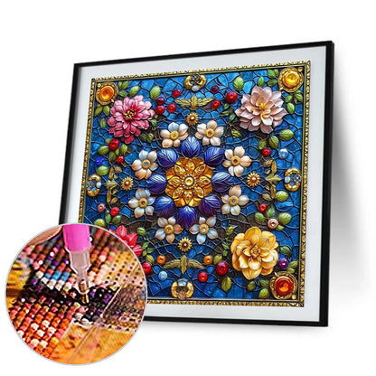 Diamond Painting - Full Round - Glass Style Flowers (40*40CM)