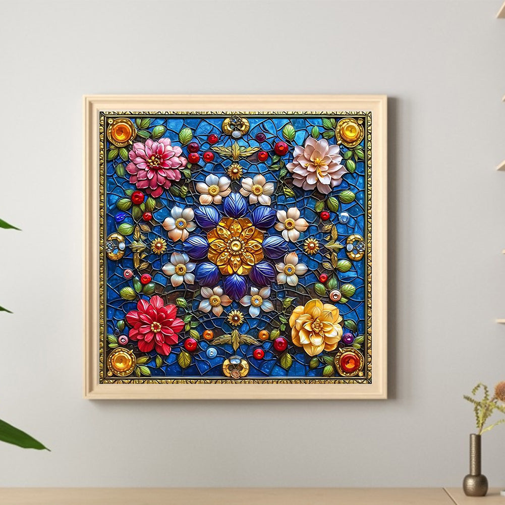 Diamond Painting - Full Round - Glass Style Flowers (40*40CM)