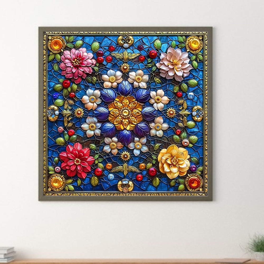 Diamond Painting - Full Round - Glass Style Flowers (40*40CM)