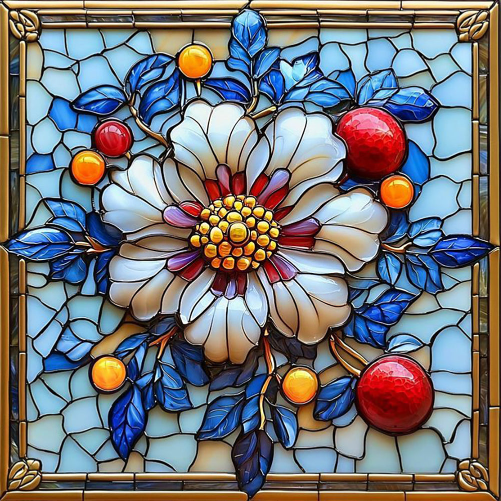 Diamond Painting - Full Round - Glass Style Flowers (40*40CM)