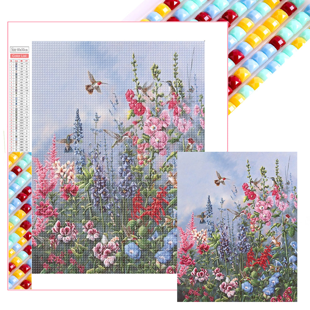 Diamond Painting - Full Square - Birds Among Flowers (40*50CM)