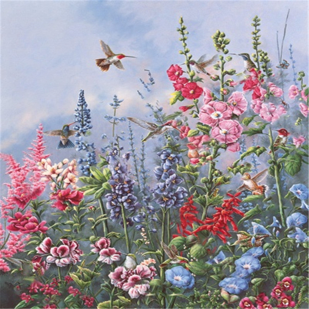 Diamond Painting - Full Square - Birds Among Flowers (40*50CM)