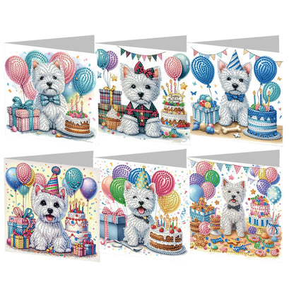6Pcs Animals DIY Diamond Painting Card Diamond Drawing Card for Adults Beginners