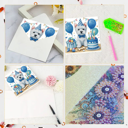 6Pcs Animals DIY Diamond Painting Card Diamond Drawing Card for Adults Beginners