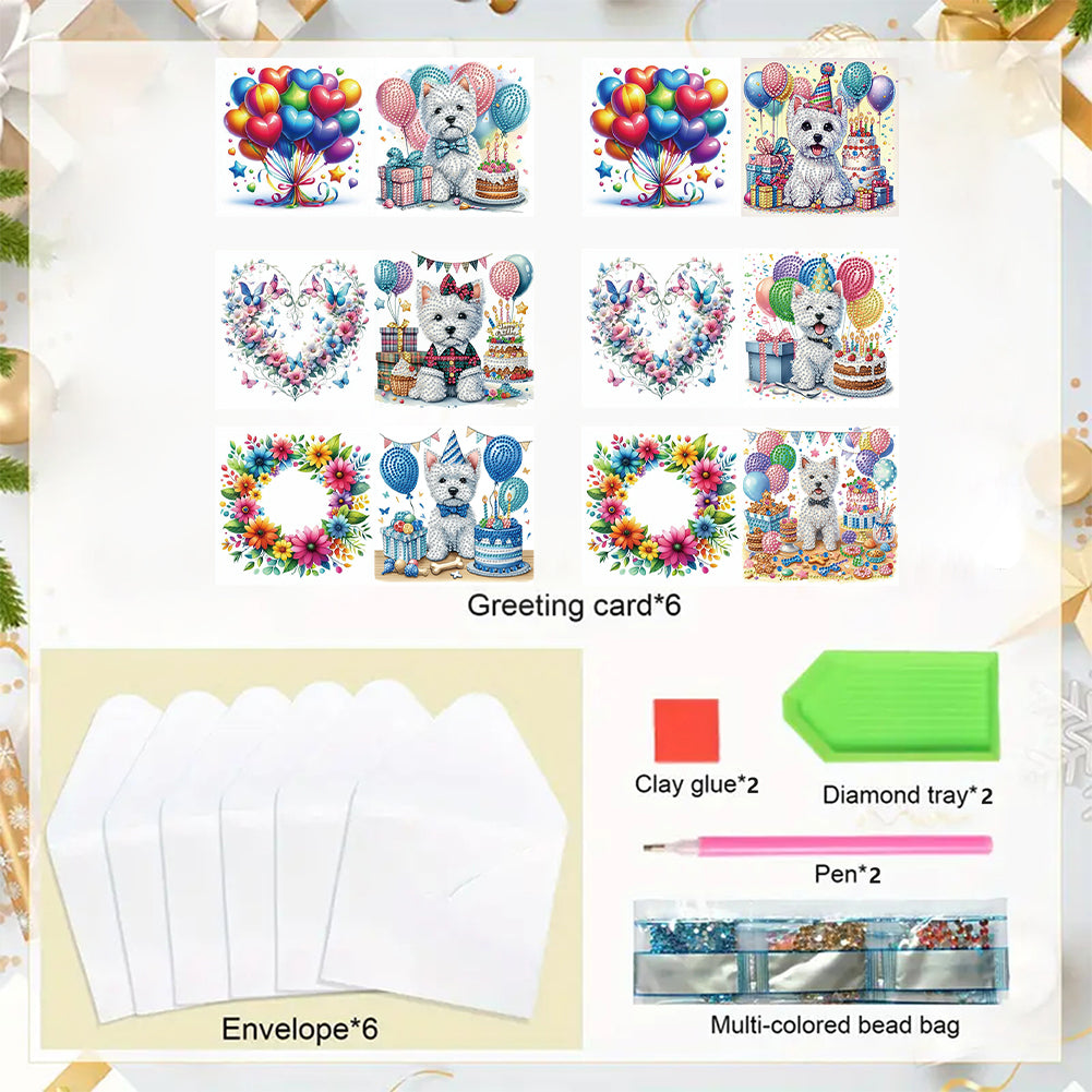 6Pcs Animals DIY Diamond Painting Card Diamond Drawing Card for Adults Beginners