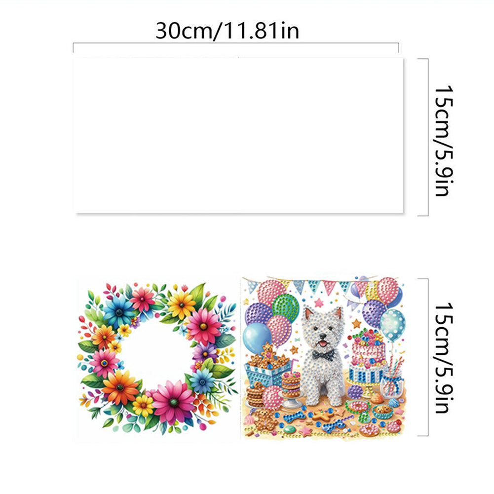 6Pcs Animals DIY Diamond Painting Card Diamond Drawing Card for Adults Beginners