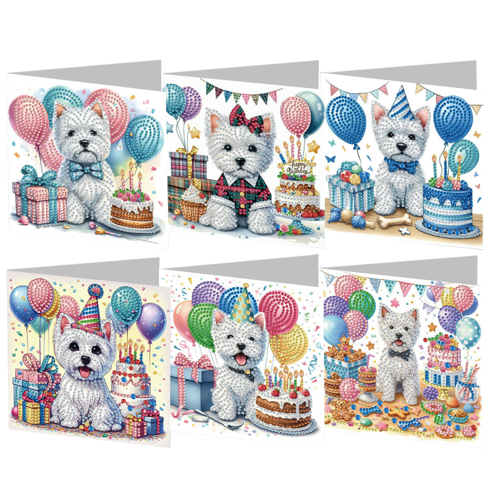 6Pcs Animals DIY Diamond Painting Card Diamond Drawing Card for Adults Beginners
