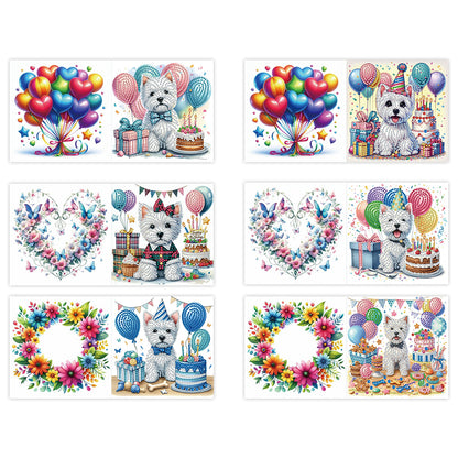 6Pcs Animals DIY Diamond Painting Card Diamond Drawing Card for Adults Beginners