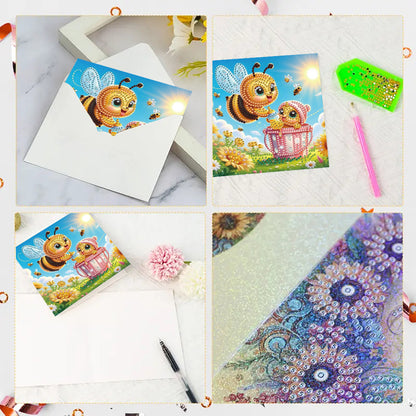 6Pcs Animals DIY Diamond Painting Card Diamond Drawing Card for Adults Beginners