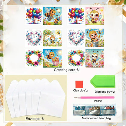 6Pcs Animals DIY Diamond Painting Card Diamond Drawing Card for Adults Beginners