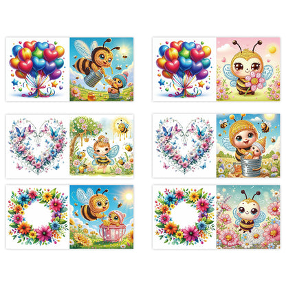 6Pcs Animals DIY Diamond Painting Card Diamond Drawing Card for Adults Beginners