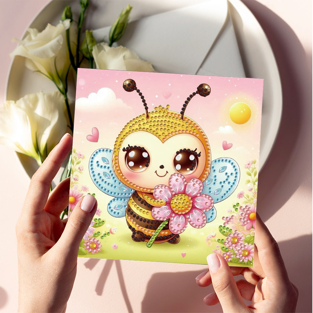 6Pcs Animals DIY Diamond Painting Card Diamond Drawing Card for Adults Beginners