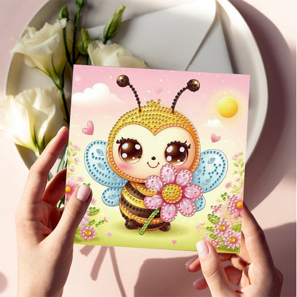 6Pcs Animals DIY Diamond Painting Card Diamond Drawing Card for Adults Beginners