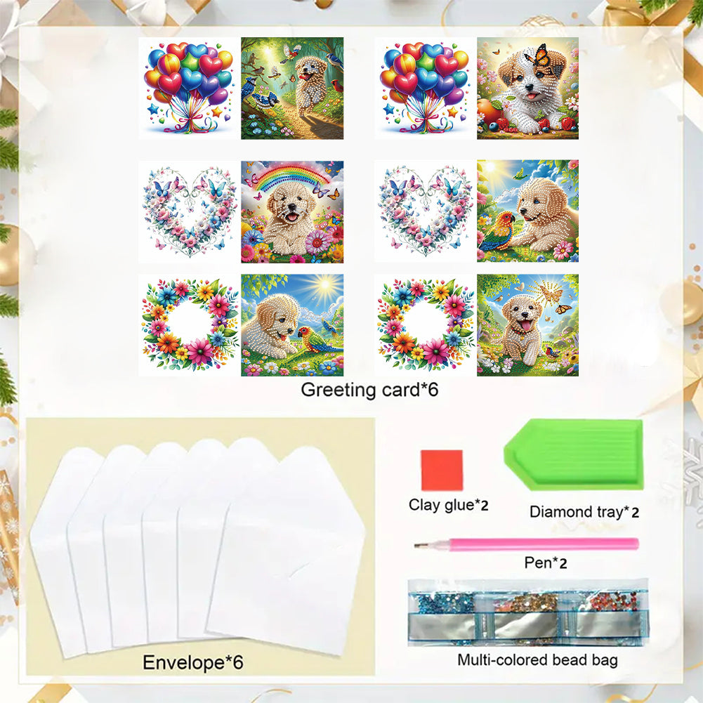 6Pcs Animals DIY Diamond Painting Card Diamond Drawing Card for Adults Beginners