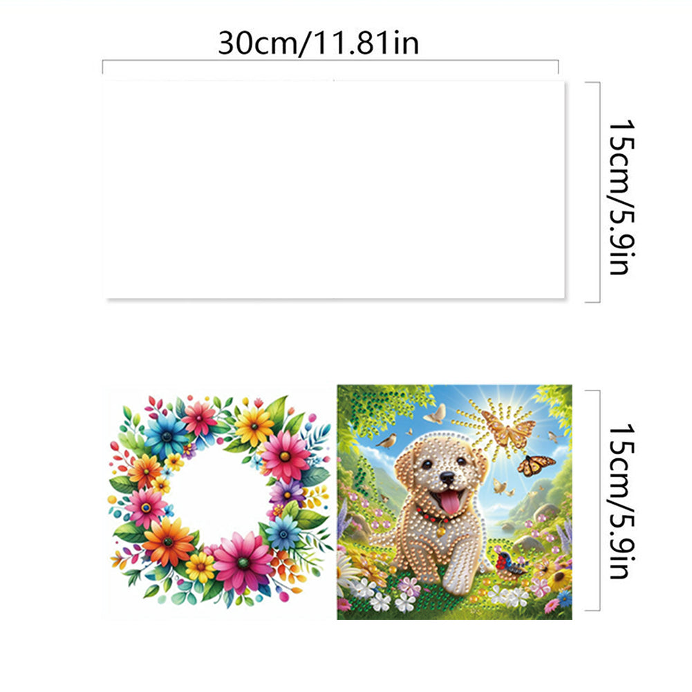 6Pcs Animals DIY Diamond Painting Card Diamond Drawing Card for Adults Beginners