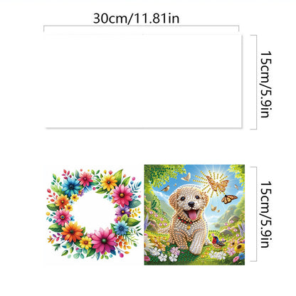 6Pcs Animals DIY Diamond Painting Card Diamond Drawing Card for Adults Beginners