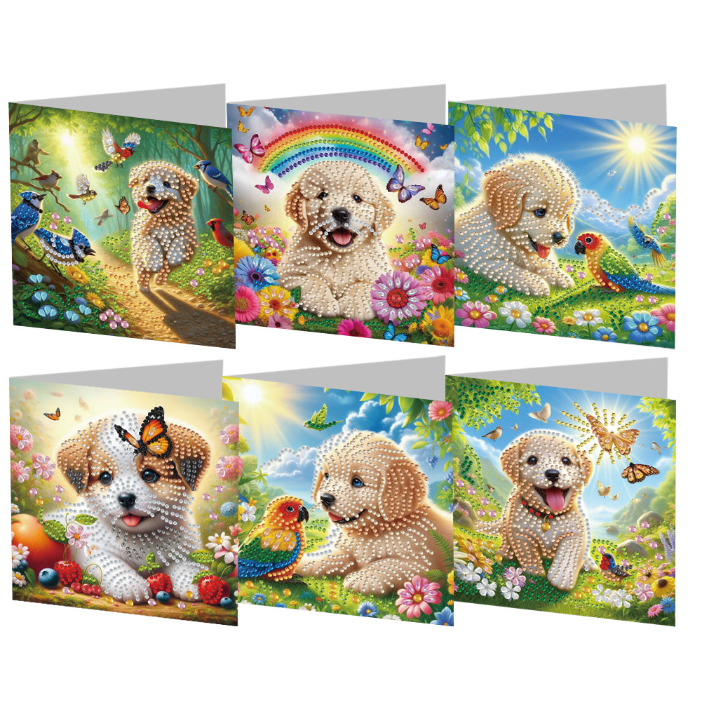 6Pcs Animals DIY Diamond Painting Card Diamond Drawing Card for Adults Beginners