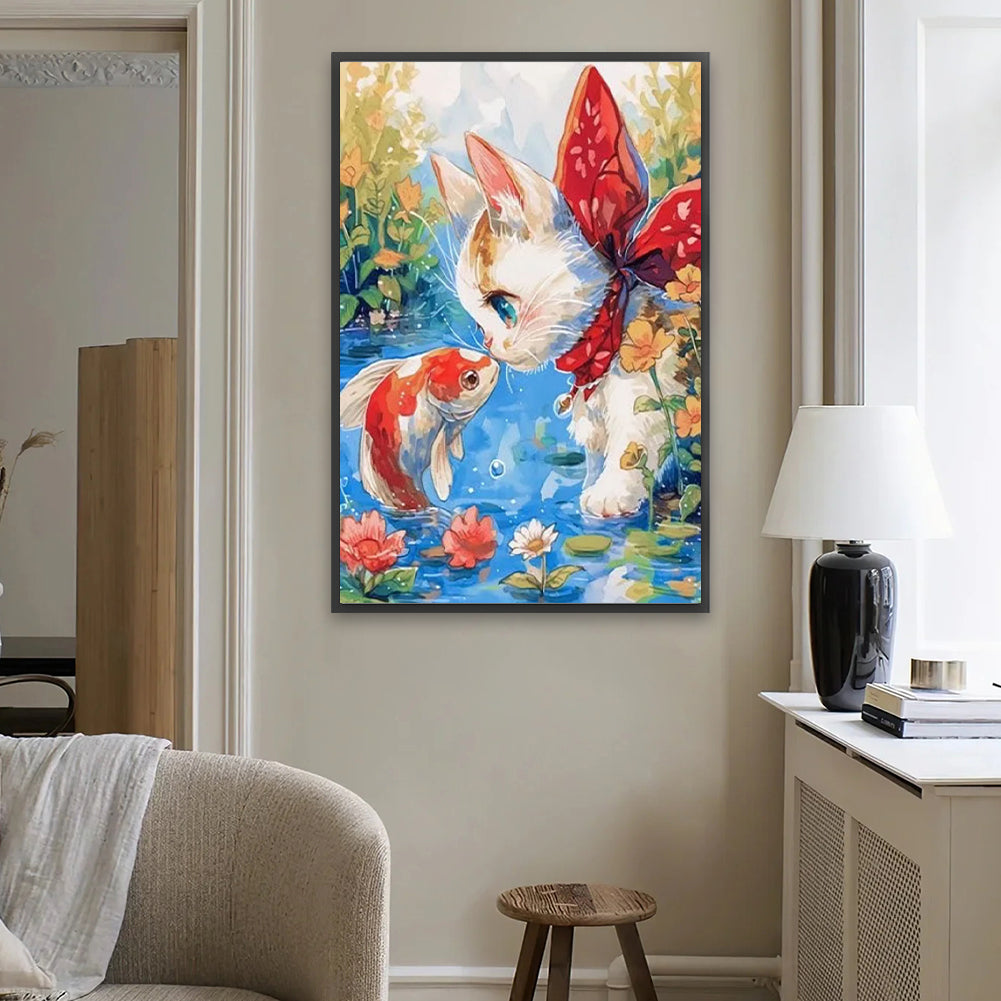 Diamond Painting - Full Square - Cat And Fish (60*40CM)