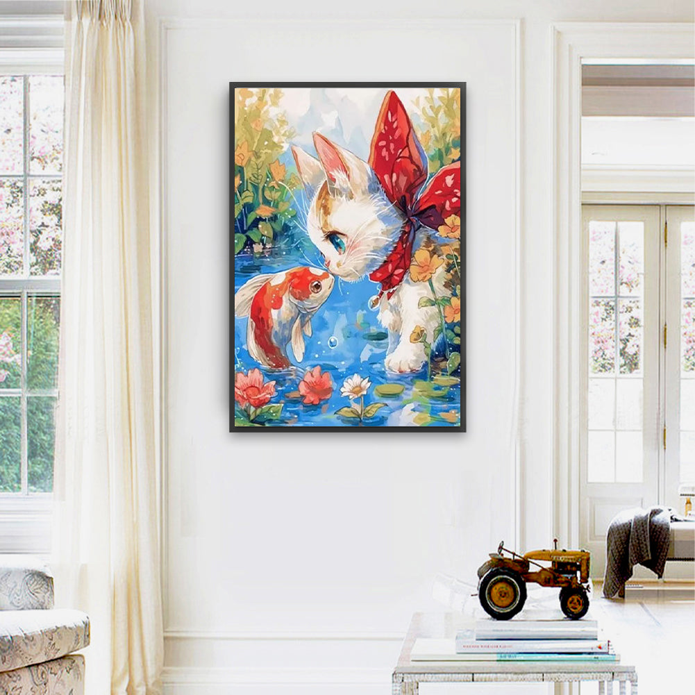 Diamond Painting - Full Square - Cat And Fish (60*40CM)