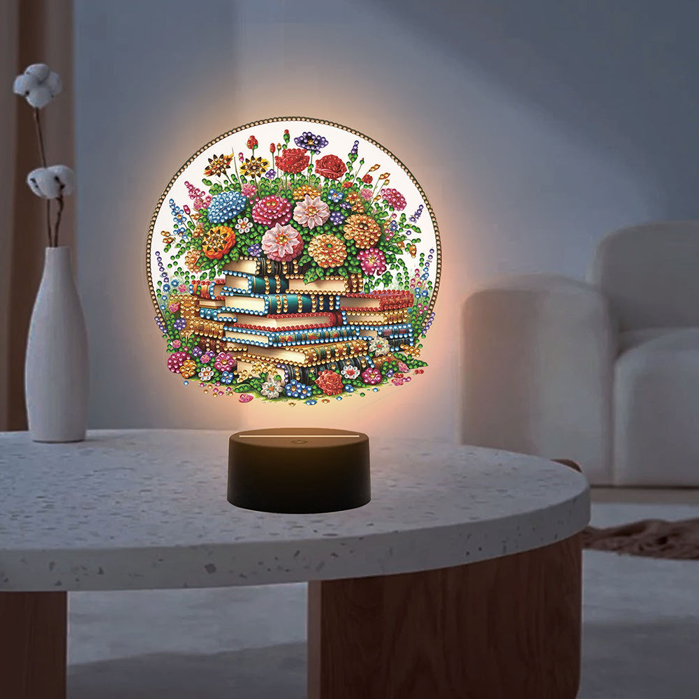 Flower Diamond Painting Night Light 5D DIY Diamond Painting Lamp Home Decoration