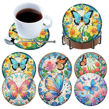 Load image into Gallery viewer, 6pcs Butterfly DIY Diamond Painting Coasters Kits with Holder for Adult Beginner
