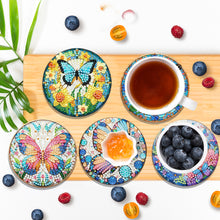 Load image into Gallery viewer, 6pcs Butterfly DIY Diamond Painting Coasters Kits with Holder for Adult Beginner
