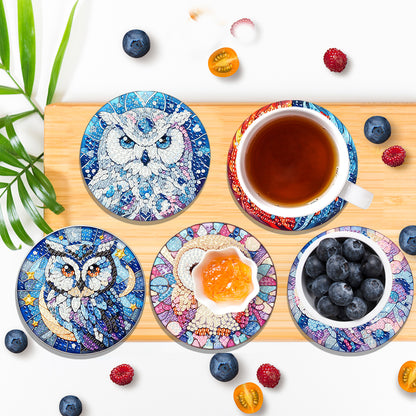 6 Pcs DIY Diamond Painting Coasters Kits with Holder DIY Diamond Art Coaster Set
