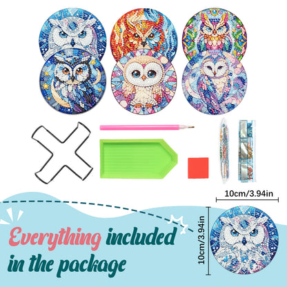 6 Pcs DIY Diamond Painting Coasters Kits with Holder DIY Diamond Art Coaster Set
